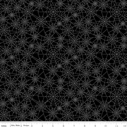 Seasonal Basics Spider Webs Black Halloween Riley Blake Fabric by the Yard - Ray of Sonshine Design
