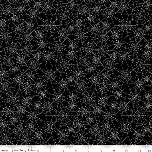 Seasonal Basics Spider Webs Black Halloween Riley Blake Fabric by the Yard - Ray of Sonshine Design