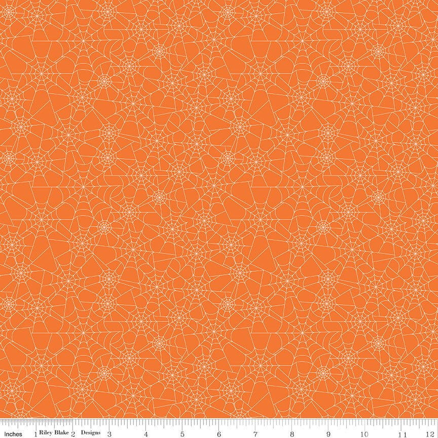 Seasonal Basics Spider Webs Orange Halloween Riley Blake Fabric by the Yard - Ray of Sonshine Design
