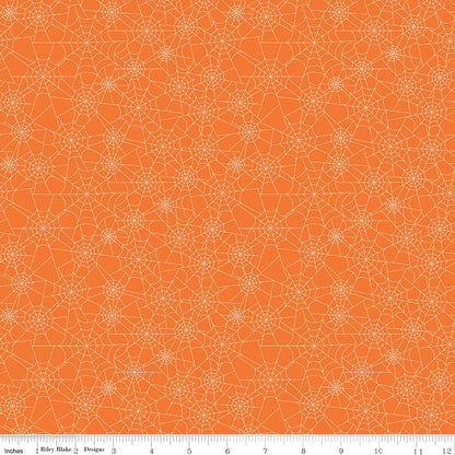 Seasonal Basics Spider Webs Orange Halloween Riley Blake Fabric by the Yard - Ray of Sonshine Design