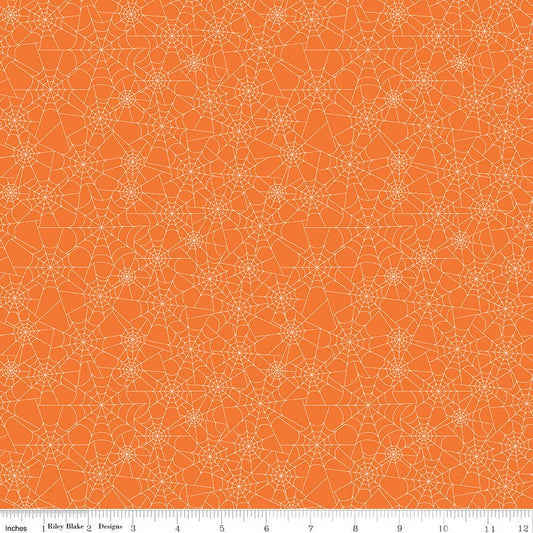 Seasonal Basics Spider Webs Orange Halloween Riley Blake Fabric by the Yard - Ray of Sonshine Design