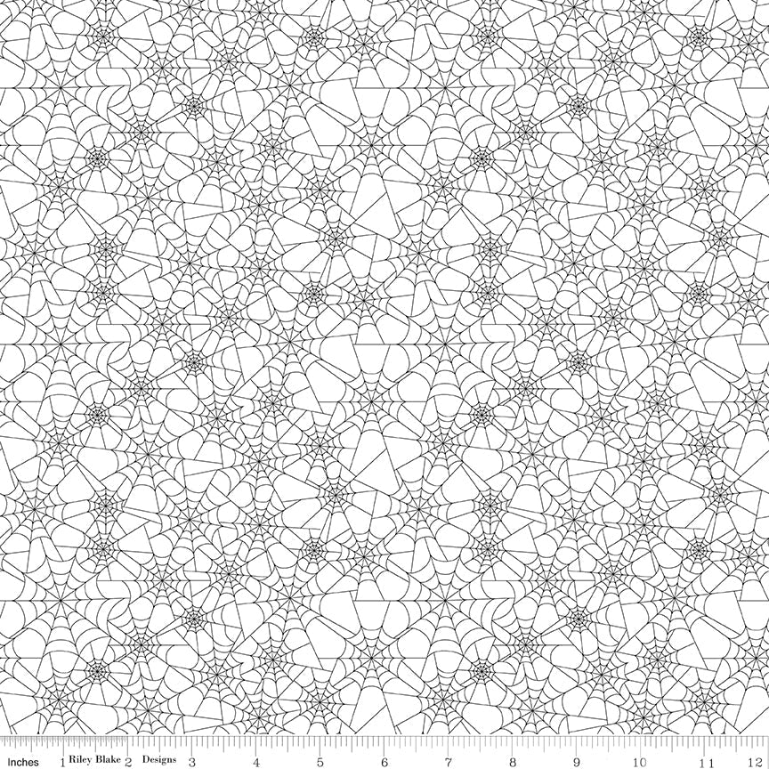 Seasonal Basics Spider Webs White Halloween Riley Blake Fabric by the Yard - Ray of Sonshine Design