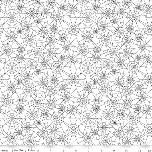 Seasonal Basics Spider Webs White Halloween Riley Blake Fabric by the Yard - Ray of Sonshine Design