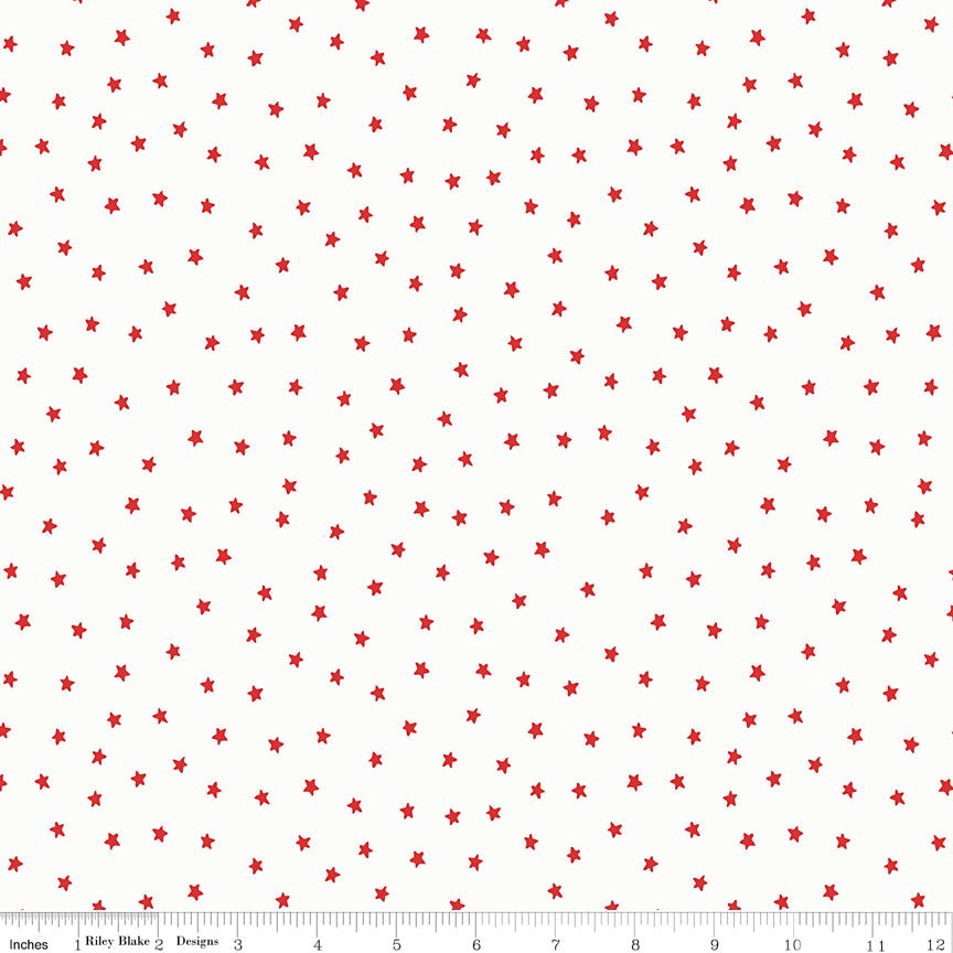Sew America Star Toss White Riley Blake Quilting Fabric by the Yard - Ray of Sonshine Design