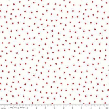 Sew America Star Toss White Riley Blake Quilting Fabric by the Yard - Ray of Sonshine Design
