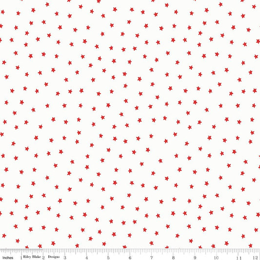Sew America Star Toss White Riley Blake Quilting Fabric by the Yard - Ray of Sonshine Design