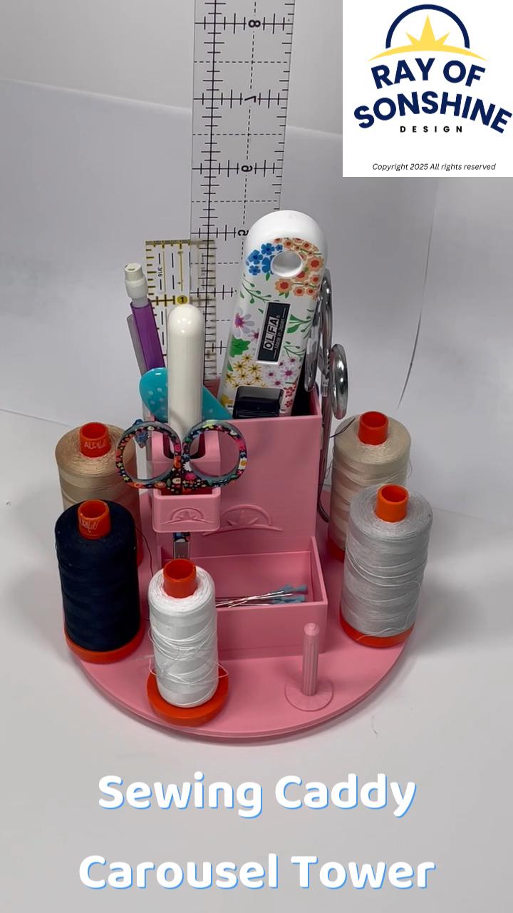 Sewing Caddy Carousel Tower, Thread Holder and Tool Organization - Ray of Sonshine Design