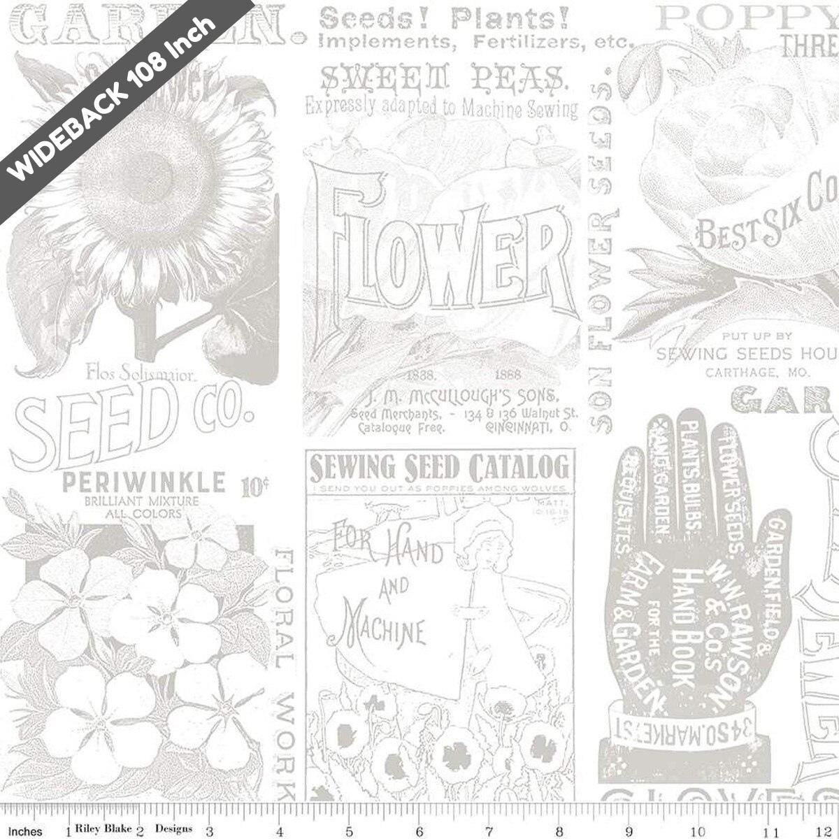 Sewing Seeds III Garden Blender Gray - Black Riley Blake 107/108" Wide Cotton Fabric