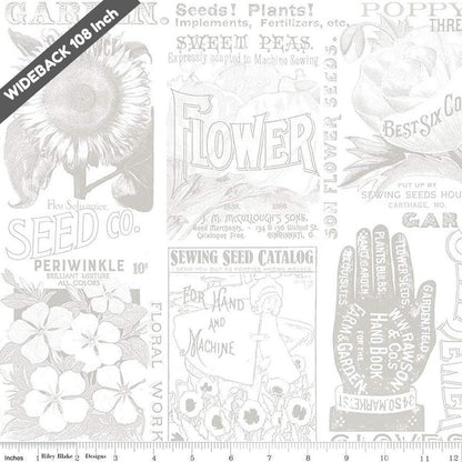 Sewing Seeds III Garden Blender Gray - Black Riley Blake 107/108" Wide Cotton Fabric