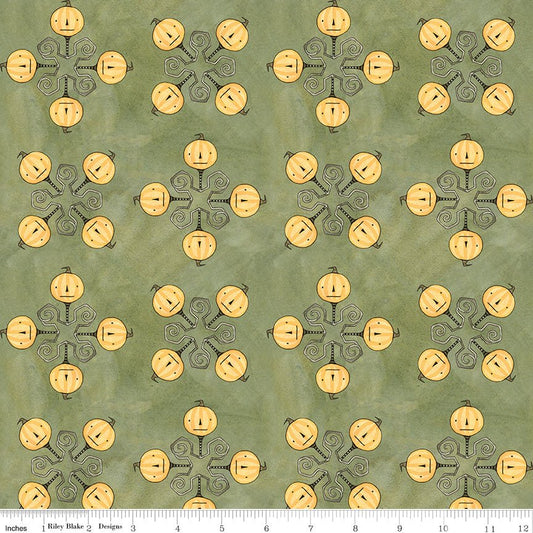 Spooky Jacks Green Halloween Teresa Kogut Fabric by the Yard - Ray of Sonshine Design