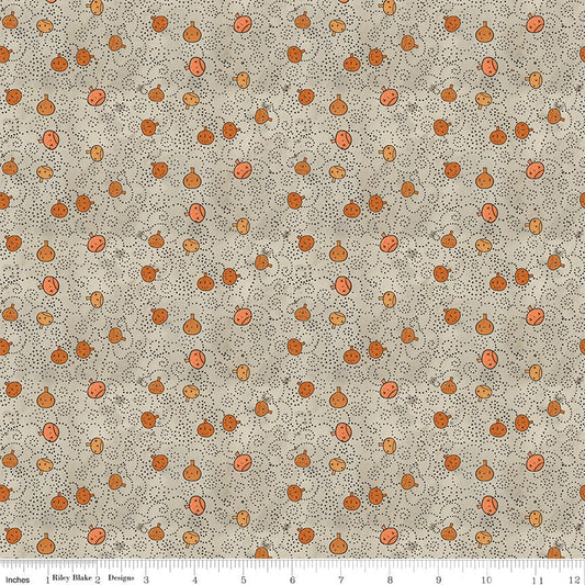 Spooky Pumpkins Gray Halloween Teresa Kogut Fabric by the Yard - Ray of Sonshine Design
