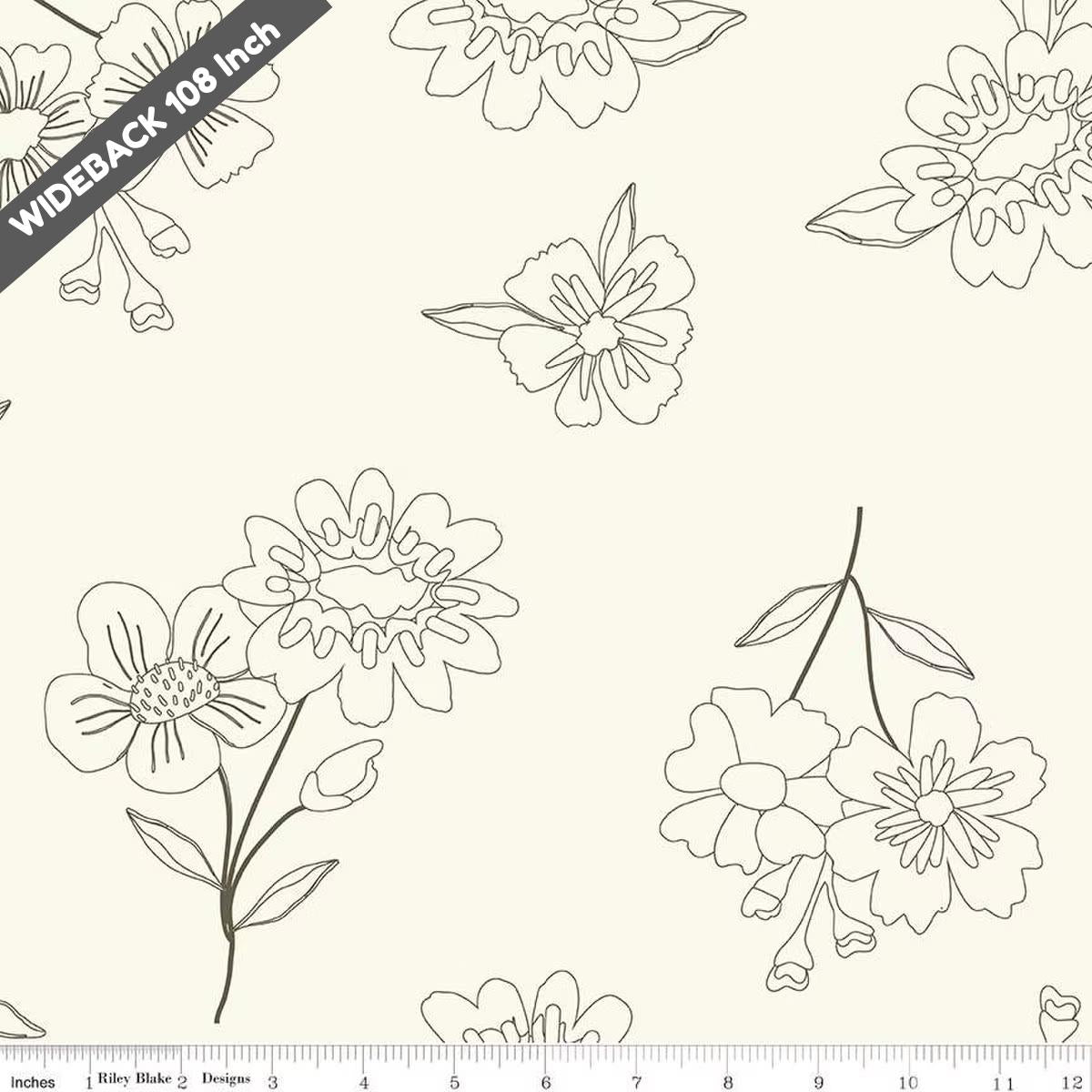 Spring's in Town Cream - Black Riley Blake 107/108" Wide Cotton Fabric - WB14217 - CREAM - Ray of Sonshine Design