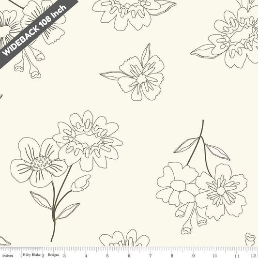 Spring's in Town Cream - Black Riley Blake 107/108" Wide Cotton Fabric - WB14217 - CREAM - Ray of Sonshine Design