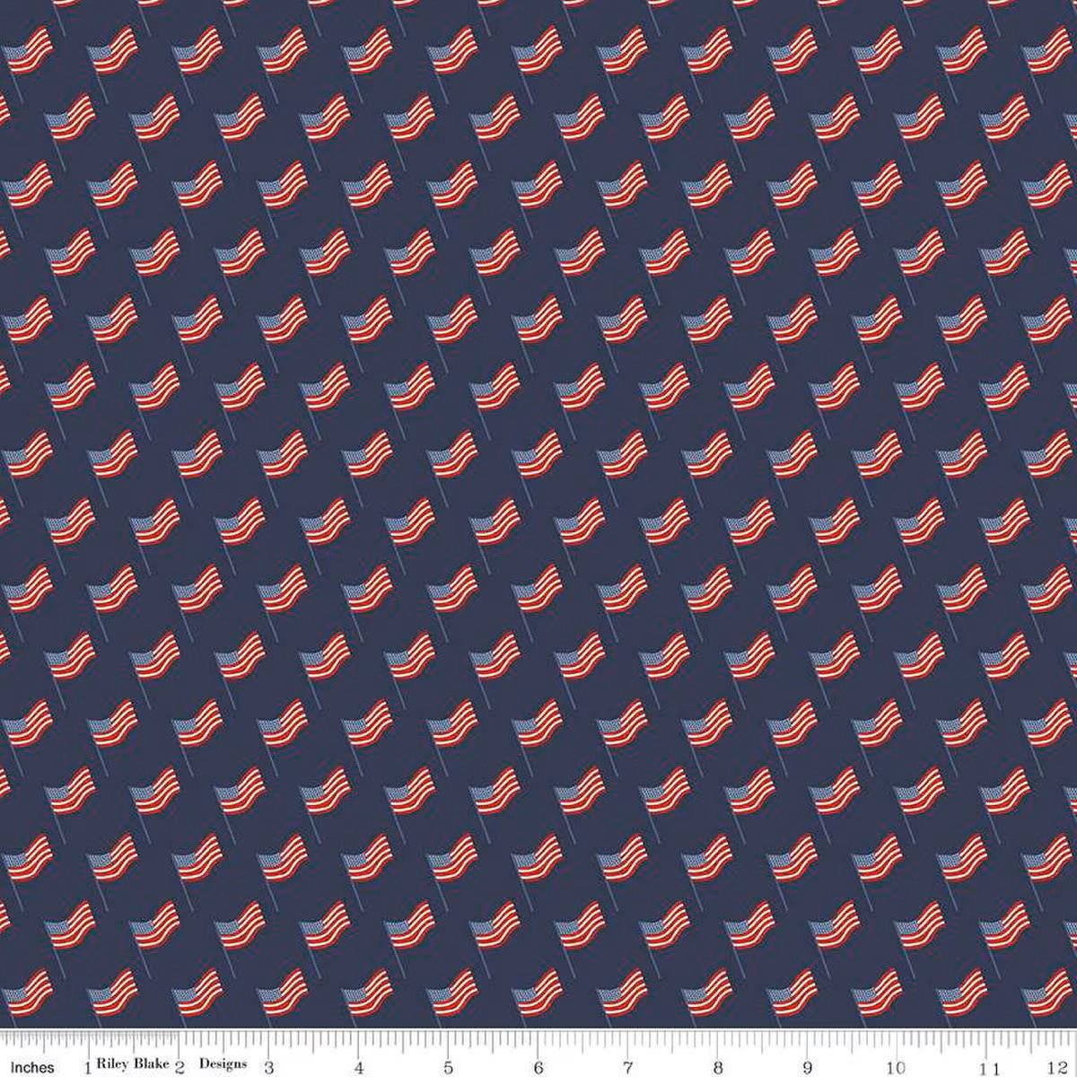 Stars and Stripes Forever Flags Navy - Riley Blake Designs - Quilting Cotton Fabric - C15713 - NAVY - Ray of Sonshine Design