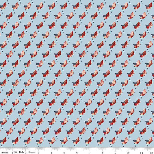 Stars and Stripes Forever Flags Sky - Riley Blake Designs - Quilting Cotton Fabric - C15713 - SKY - Ray of Sonshine Design