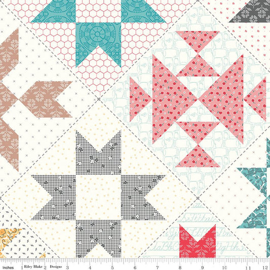 Stitch 107/108in Wideback Cheater Print Multi by Lori Holt for Riley Blake - Ray of Sonshine Design