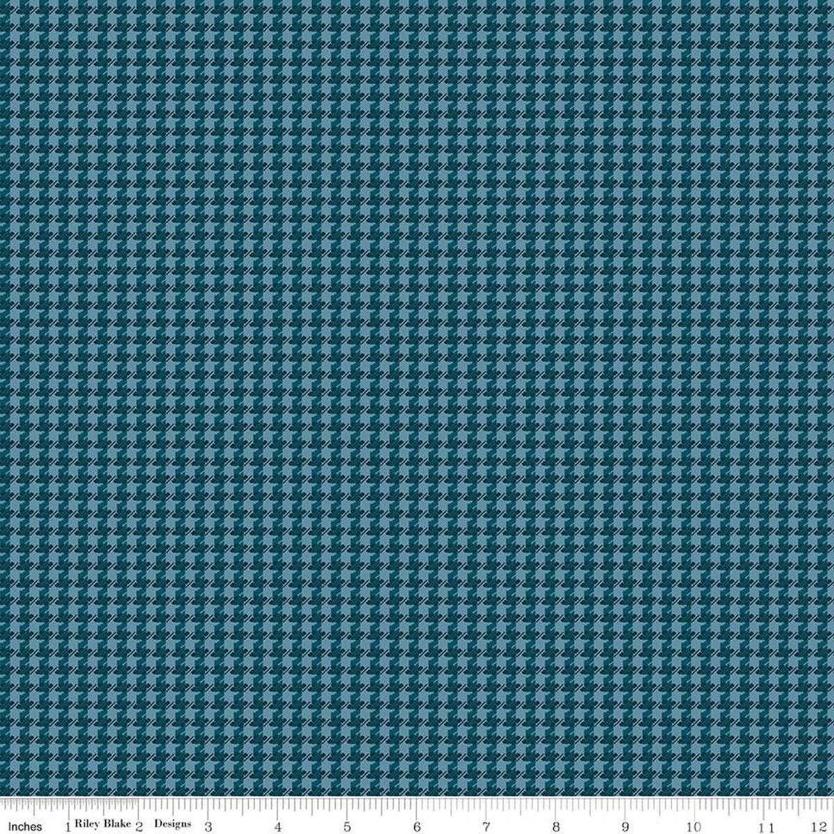 Stitcher's Houndstooth Blue - Double Napped Flannel by the yard - Riley Blake Designs - F15555 - BLUE - Ray of Sonshine Design