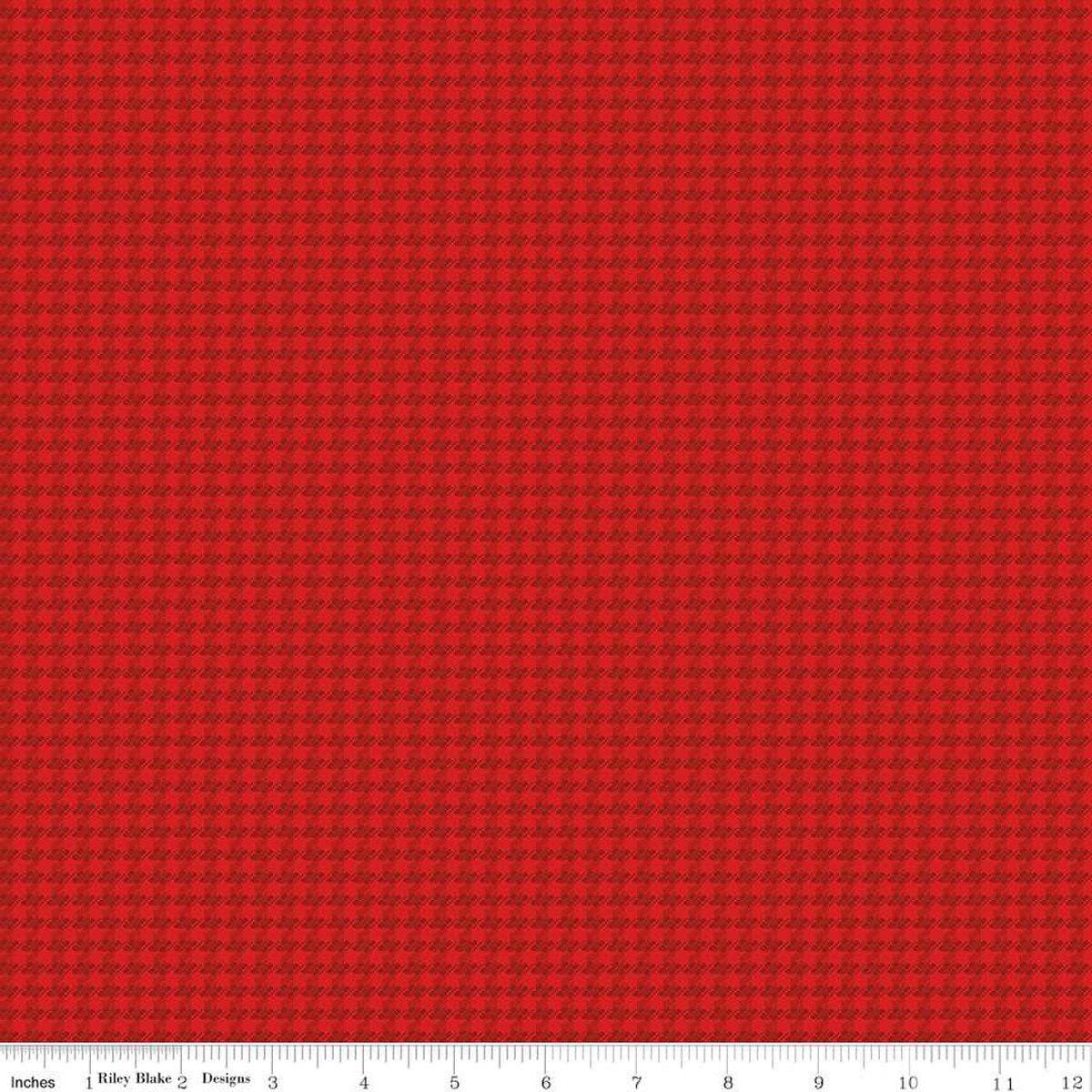 Stitcher's Houndstooth Red - Double Napped Flannel by the yard - Riley Blake Designs - F15555 - RED - Ray of Sonshine Design