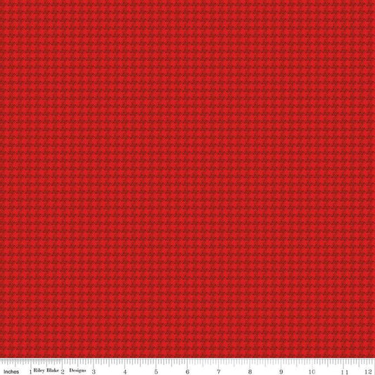 Stitcher's Houndstooth Red - Double Napped Flannel by the yard - Riley Blake Designs - F15555 - RED - Ray of Sonshine Design