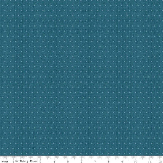 Stitcher's Shadow Dots Blue - Double Napped Flannel by the yard - Riley Blake Designs - F15550 - BLUE - Ray of Sonshine Design