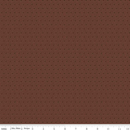 Stitcher's Shadow Dots Chocolate - Double Napped Flannel by the yard - Riley Blake Designs - F15550 - CHOCOLATE - Ray of Sonshine Design