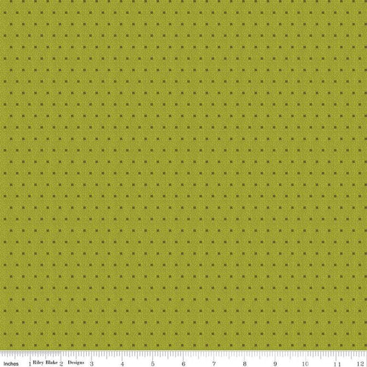 Stitcher's Shadow Dots Olive - Double Napped Flannel by the yard - Riley Blake Designs - F15550 - OLIVE - Ray of Sonshine Design