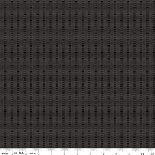 Stitcher's Shadow Stripe Black - Double Napped Flannel by the yard - Riley Blake Designs - F15551 - BLACK - Ray of Sonshine Design