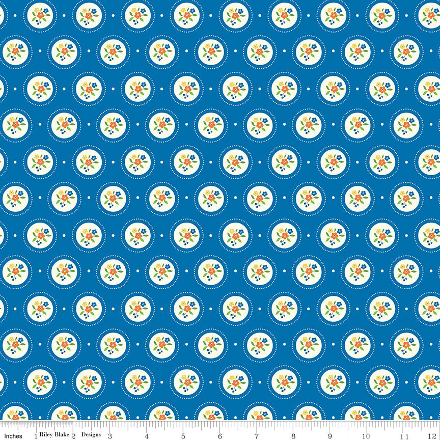 Summer's in Town Cameo Blue Fabric by the Yard or Fat Quarter - Sandy Gervais for Riley Blake Designs - Ray of Sonshine Design