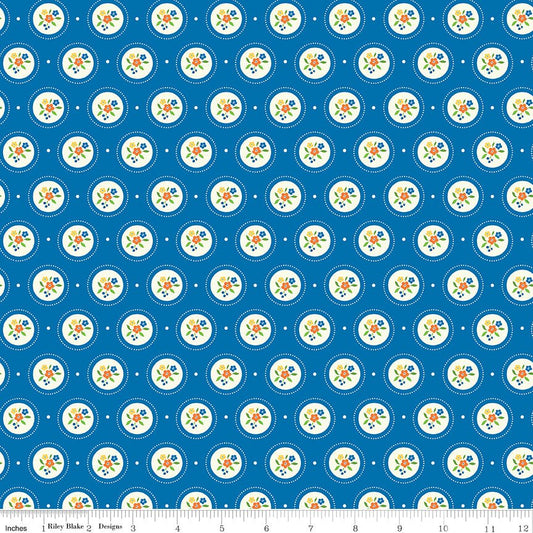 Summer's in Town Cameo Blue Fabric by the Yard or Fat Quarter - Sandy Gervais for Riley Blake Designs - Ray of Sonshine Design