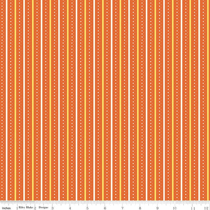 Summer's in Town Stripes Orange Fabric by the Yard or Fat Quarter - Sandy Gervais for Riley Blake Designs - Ray of Sonshine Design