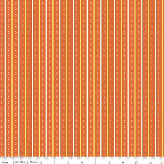 Summer's in Town Stripes Orange Fabric by the Yard or Fat Quarter - Sandy Gervais for Riley Blake Designs - Ray of Sonshine Design