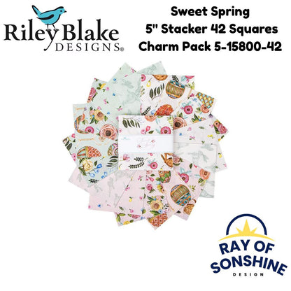 Sweet Spring 5" Stacker (Charm Pack) - Riley Blake Designs - Precuts - 5 - 15800 - 42 - Ray of Sonshine Design