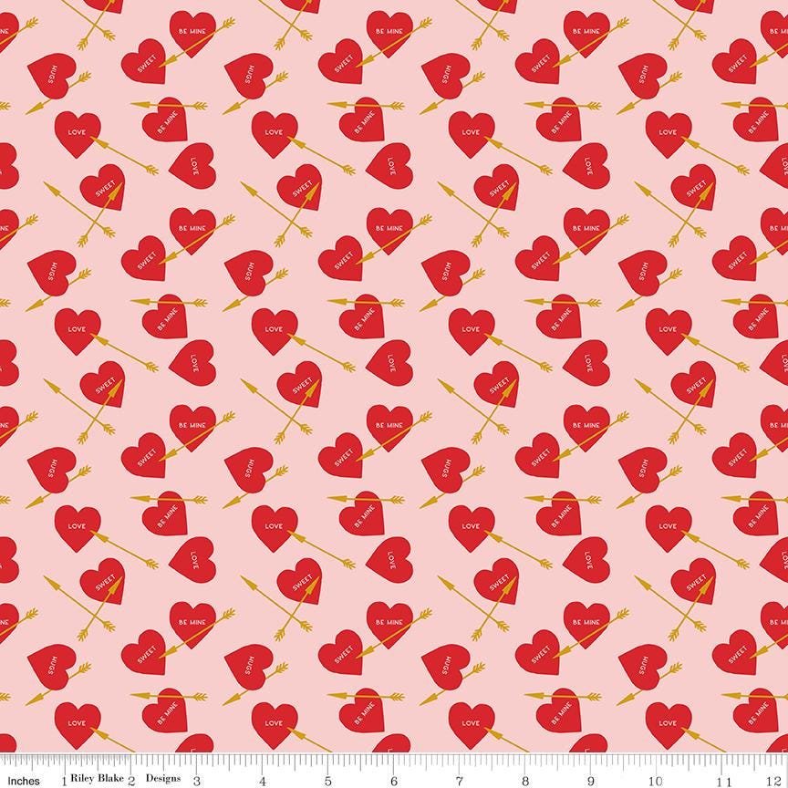 Sweetheart Heart Arrows Pink Sparkle - Riley Blake Designs - Cotton Fabric by the Yard - SC15502 - PINK - Ray of Sonshine Design