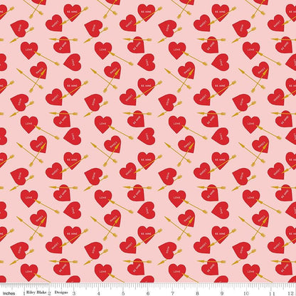 Sweetheart Heart Arrows Pink Sparkle - Riley Blake Designs - Cotton Fabric by the Yard - SC15502 - PINK - Ray of Sonshine Design