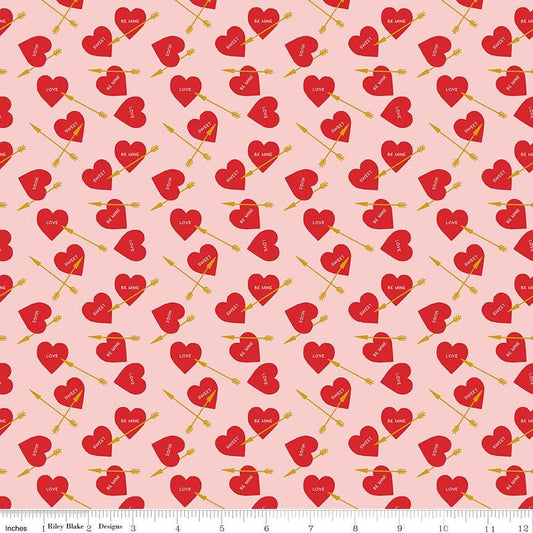Sweetheart Heart Arrows Pink Sparkle - Riley Blake Designs - Cotton Fabric by the Yard - SC15502 - PINK - Ray of Sonshine Design