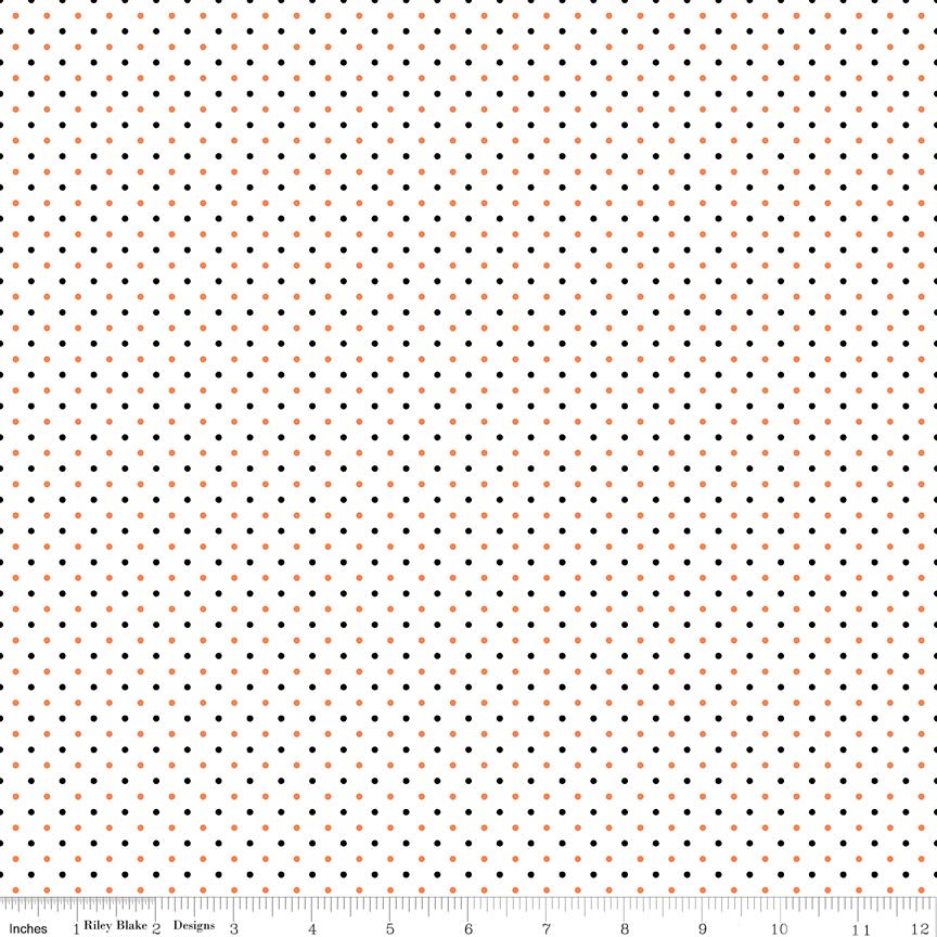 Swiss Dot on White Halloween Halloween Riley Blake Fabric by the Yard - Ray of Sonshine Design