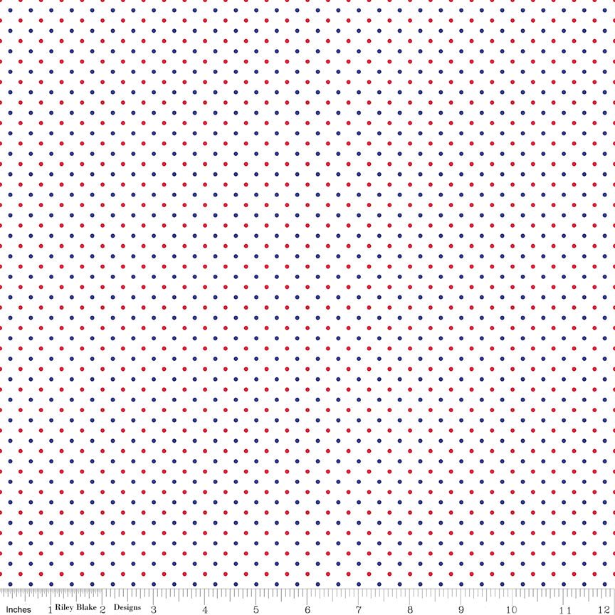 Swiss Dot on White Patriotic - Ray of Sonshine Design