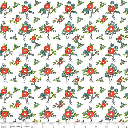 Take Heart Floral White - C15386 - WHITE - Riley Blake Designs - Cotton Fabric by the yard - Ray of Sonshine Design