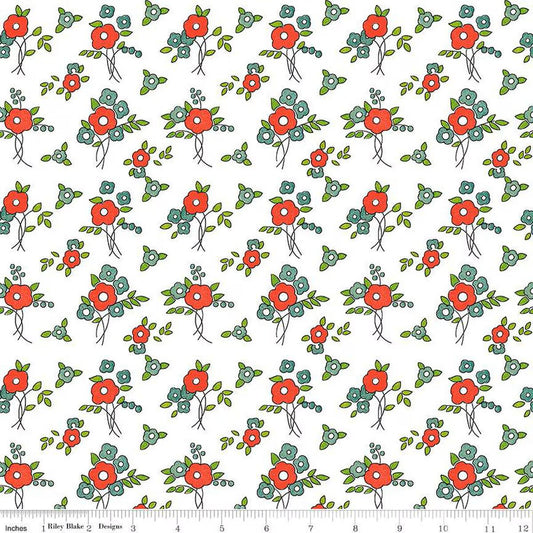 Take Heart Floral White - C15386 - WHITE - Riley Blake Designs - Cotton Fabric by the yard - Ray of Sonshine Design