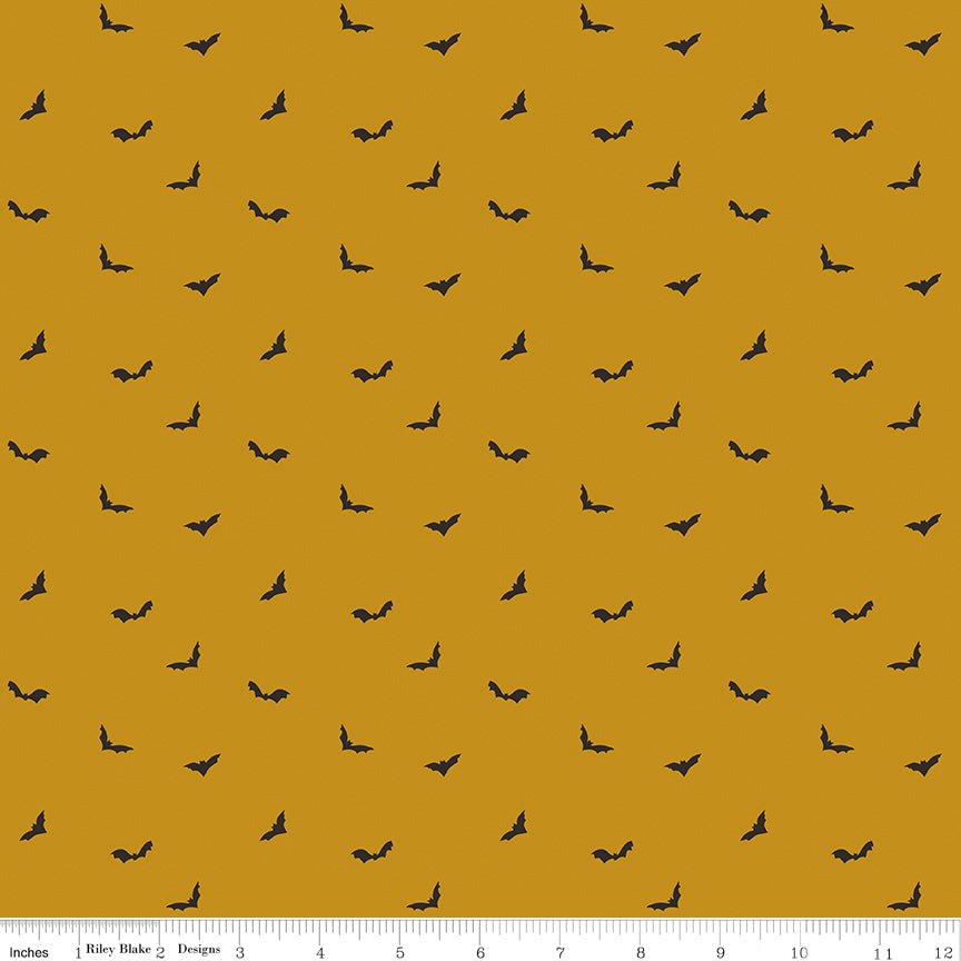 The Apothecary Batwings Gold Riley Blake Designs Fabric by the Yard - Ray of Sonshine Design