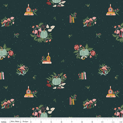 The Apothecary Botanicals Deep Teal Riley Blake Fabric by the Yard - Ray of Sonshine Design