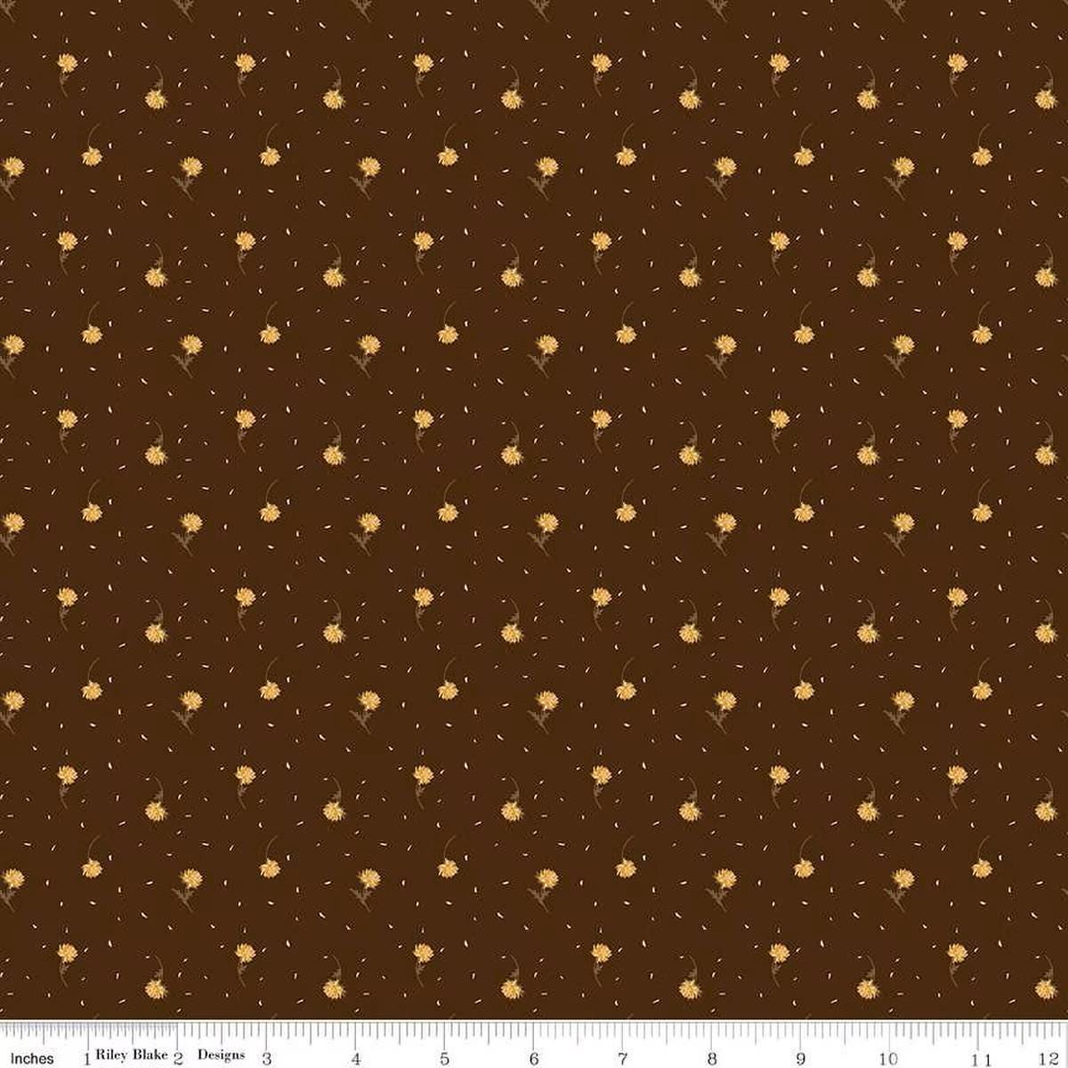 The Awe of Autumn Flower Toss Brown - C16196 - Brown - Riley Blake Designs - Fall Fabric - Cotton Fabric by the yard - Ray of Sonshine Design