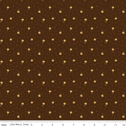 The Awe of Autumn Flower Toss Brown - C16196 - Brown - Riley Blake Designs - Fall Fabric - Cotton Fabric by the yard - Ray of Sonshine Design