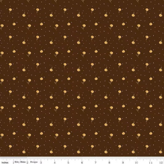 The Awe of Autumn Flower Toss Brown - C16196 - Brown - Riley Blake Designs - Fall Fabric - Cotton Fabric by the yard - Ray of Sonshine Design