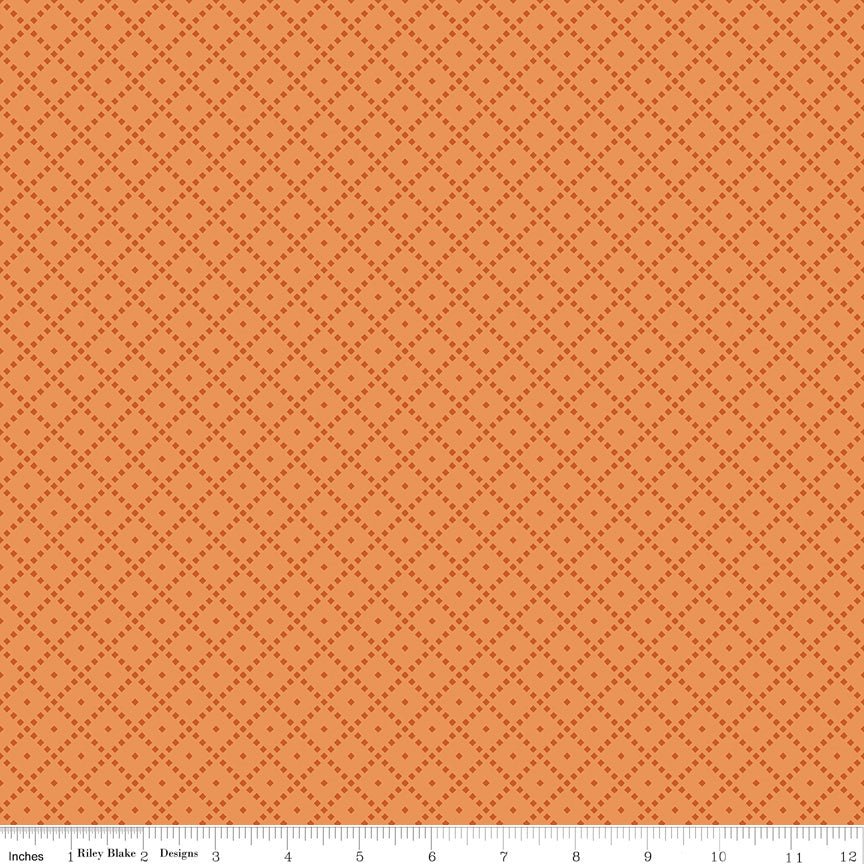 The Awe of Autumn Grid Creamsicle – Riley Blake Designs Fabric by the Yard - Ray of Sonshine Design