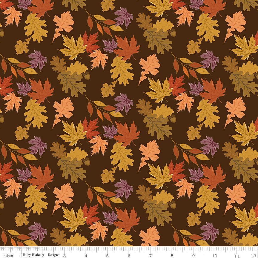 The Awe of Autumn Leaves Brown by Sandy Gervais – Riley Blake Fabric by the Yard - Ray of Sonshine Design