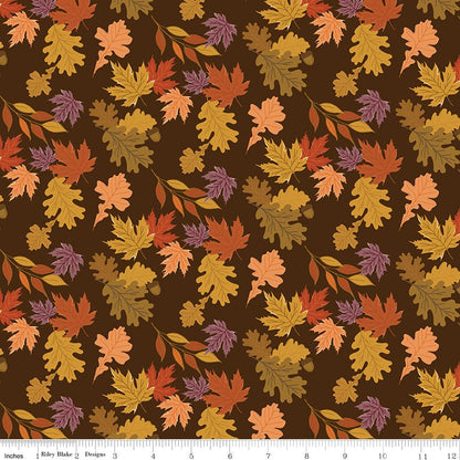 The Awe of Autumn Leaves Brown by Sandy Gervais – Riley Blake Fabric by the Yard - Ray of Sonshine Design