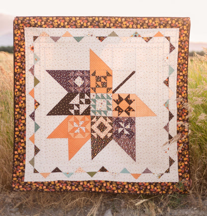 The Awe of Autumn Pressed Leaves Quilt Kit includes pattern, top and binding. Backing not included. KT - 16190 - Ray of Sonshine Design
