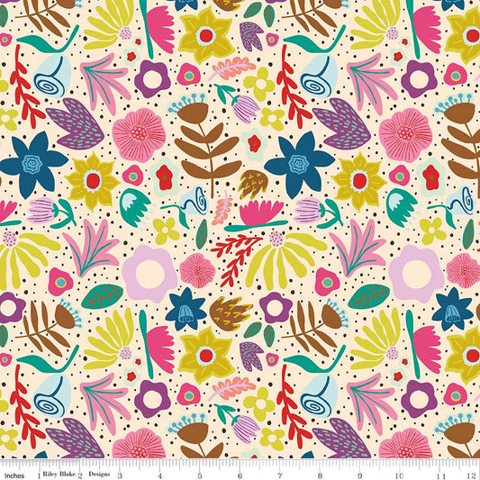 The Genesis of a Journey Along the Way Cream - Riley Blake Designs - Cotton Fabric by the yard - C16931 - CREAM - Ray of Sonshine Design
