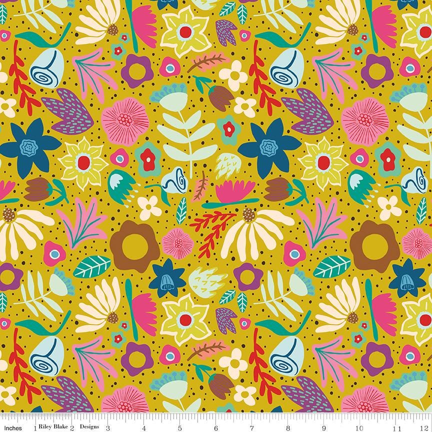 The Genesis of a Journey Along the Way Cream - Riley Blake Designs - Cotton Fabric by the yard - C16931 - CURRY - Ray of Sonshine Design